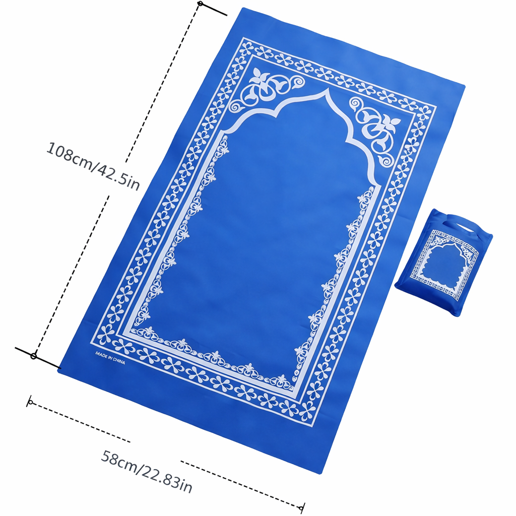 Portable Foldable Prayer Mat (Blue) – With Carry Pouch