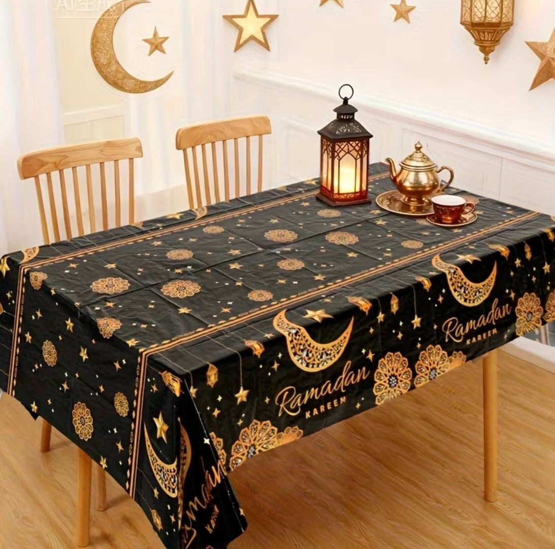 Ramadan Kareem Tablecloth – Black & Gold