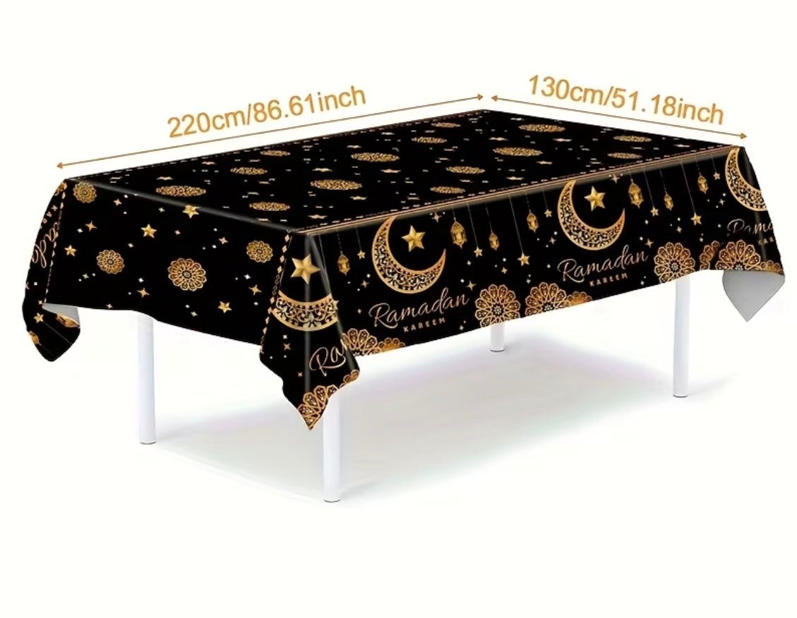 Ramadan Kareem Tablecloth – Black & Gold